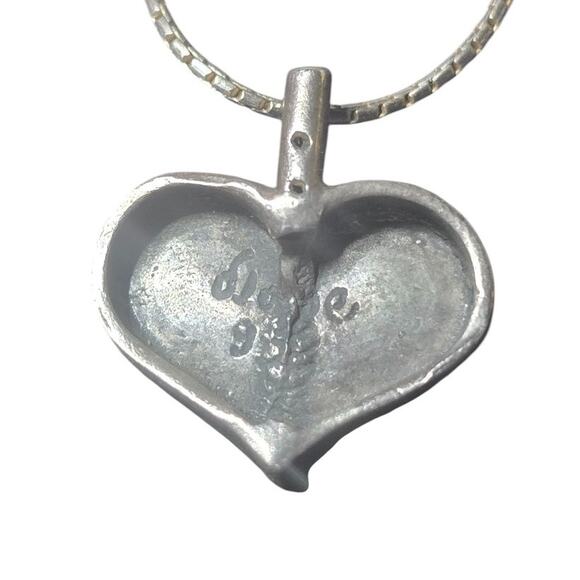 Shablool Didae Sterling Silver Hammered Heart Necklace - Picture 4 of 6